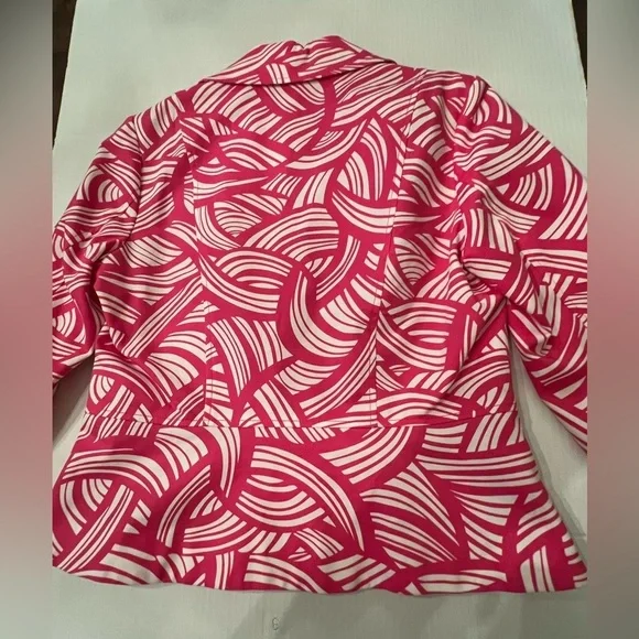 RAFELLA PINK AND WHITE DESIGN SIZE LARGE BLAZER/NOTCHED COLLAR   SINGLE BREASTED - Picture 2 of 8